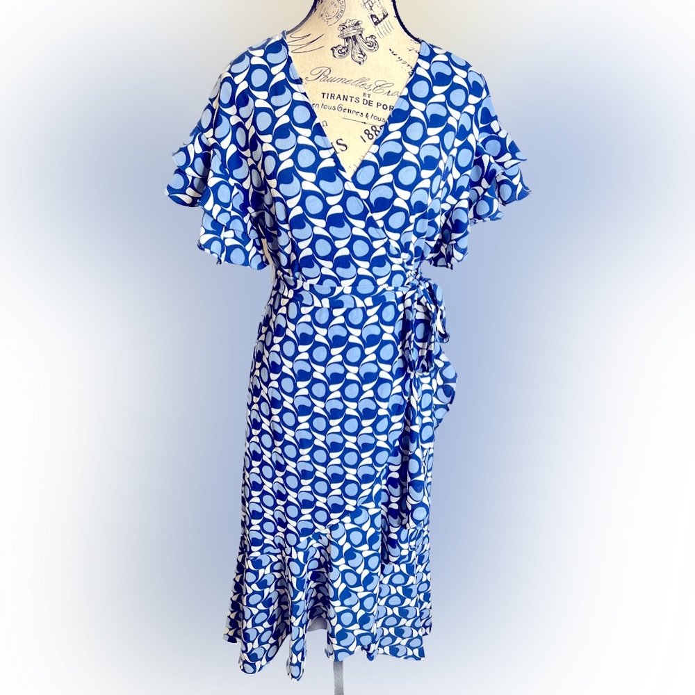 Max Studio Womens Ruffle Crepe Hi-Low Wrap Dress -NWOT